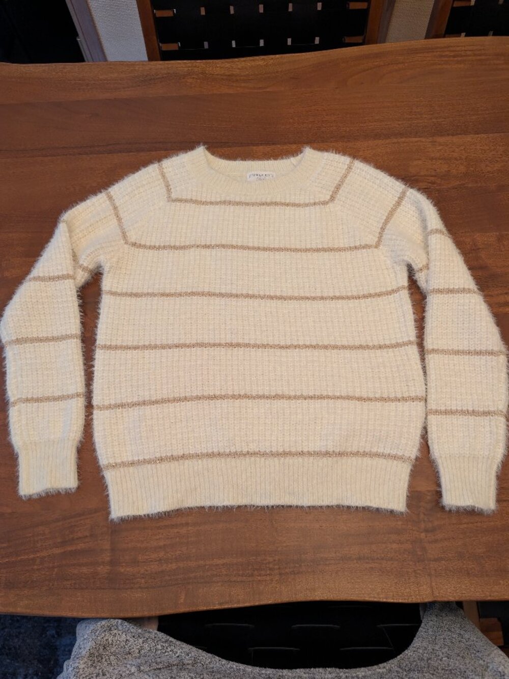 Absolutely Fuzzy Striped Sweater Women's Small Cozy Soft Knit Pullover